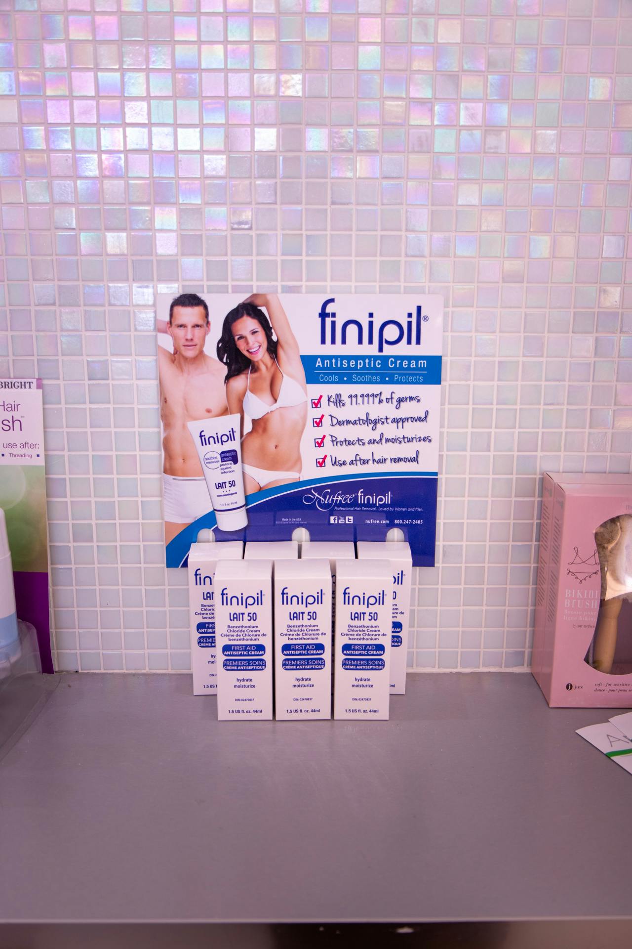 Finipil antiseptic cream on the display counter