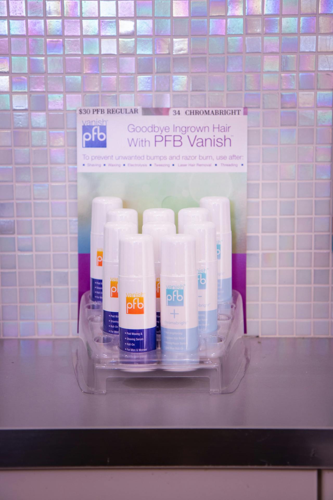 PFB Vanish Chromabright to treat ingrowns on the display counter.